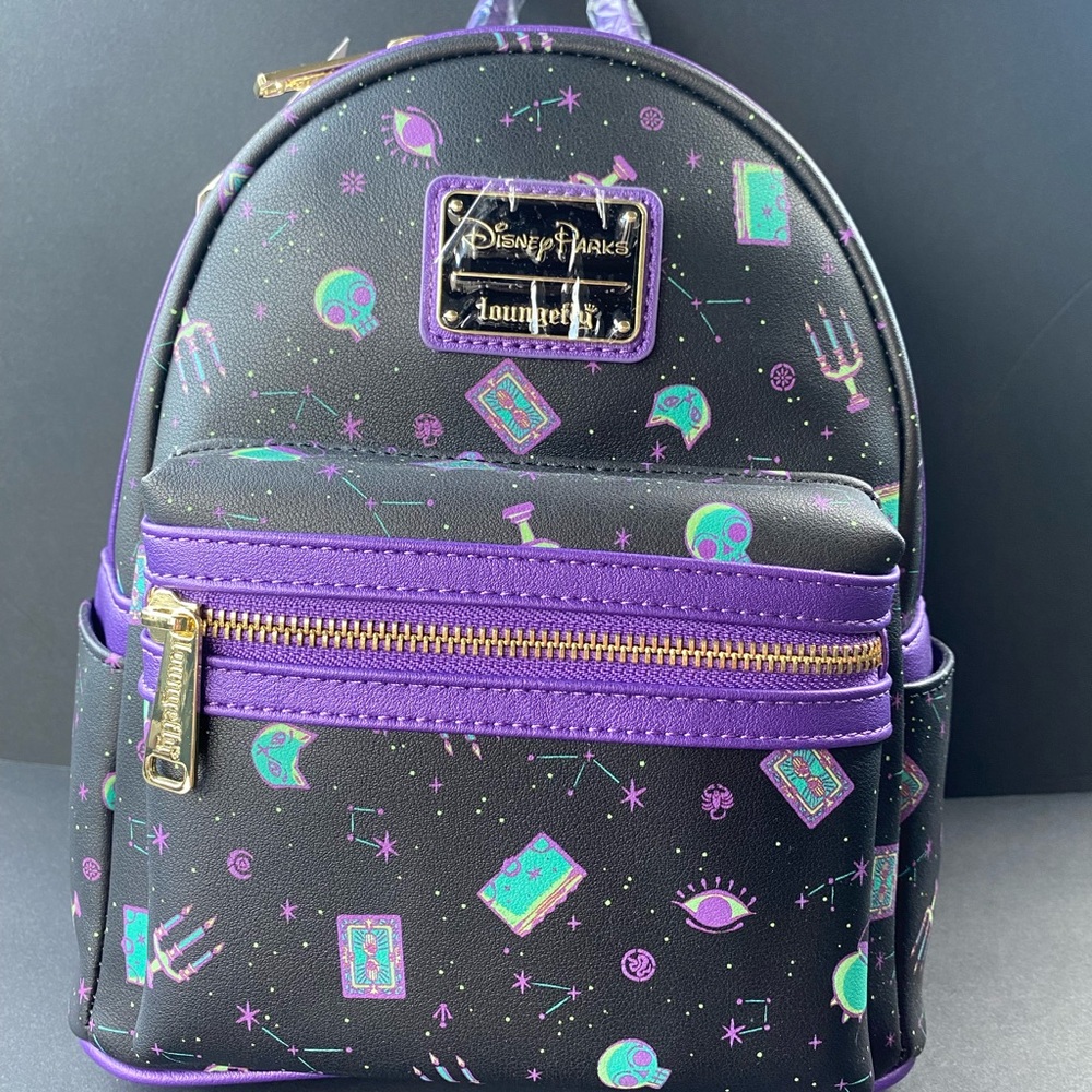 Hocus Pocus Disney Parks Loungefly Black and Purple Mini Backpack